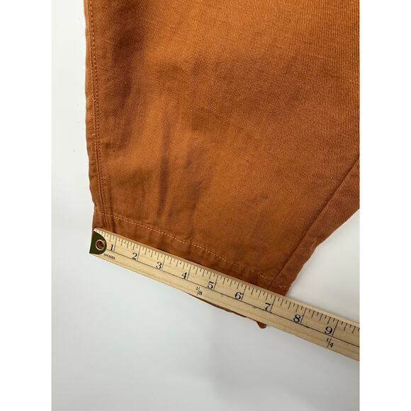 Banana Republic Heritage Pleated Cargo Pants Women 14 Rust Linen Blend Pockets - Picture 9 of 11